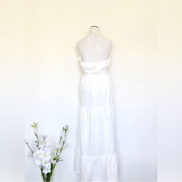 NEW! Princess Polly Lincoln Maxi Halter Top Dress Linen Blend White SZ 12 - Picture 12 of 14